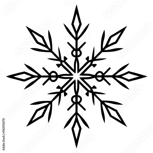 Intricate Snowflake Line Art for Vector Designs