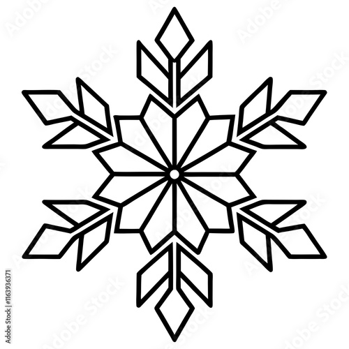 Intricate Snowflake Line Art for Vector Designs