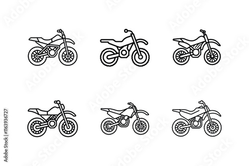 dirt bike icon line art vector illustration, set of bikes