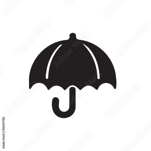 black umbrella isolated on white background.