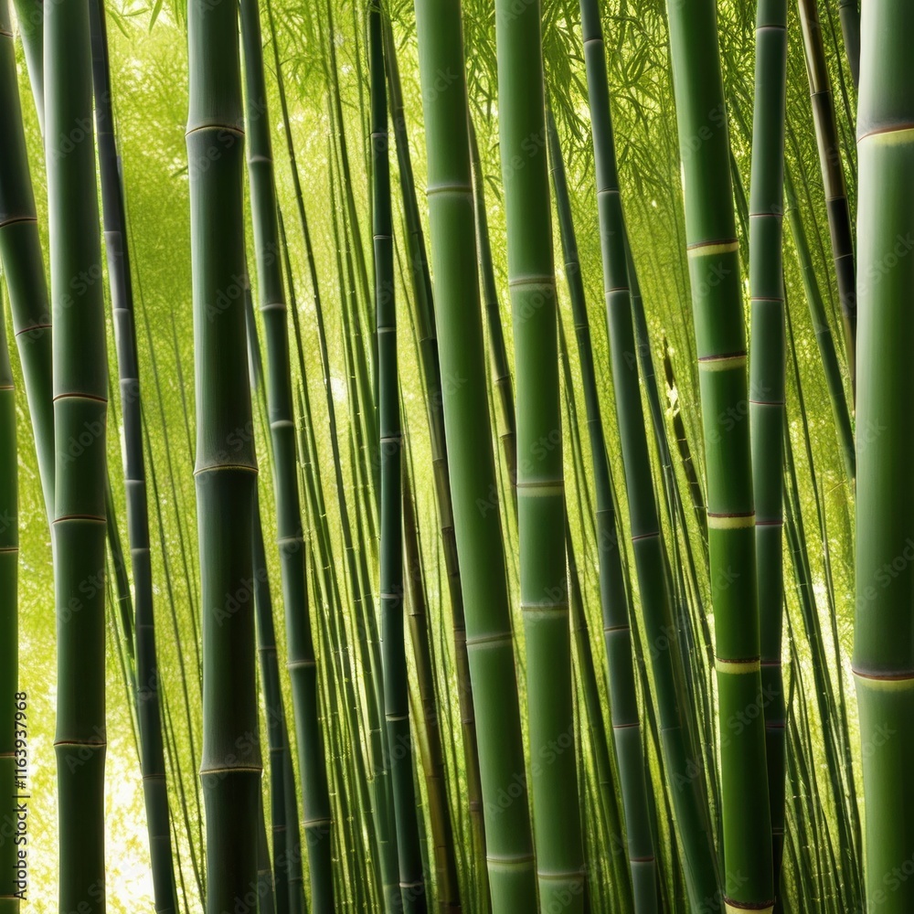 A dense grove of tall, slender bamboo stalks bathed in warm sunlight, creating a serene and tranquil scene. A dense grove of tall, slender bamboo stalks bathed in warm sunlight, creating a serene and tranquil scene.