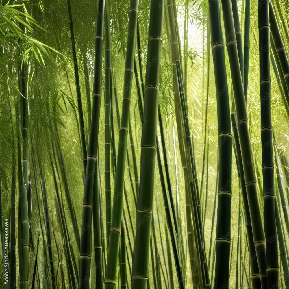 A dense grove of tall, slender bamboo stalks bathed in warm sunlight, creating a serene and tranquil scene. A dense grove of tall, slender bamboo stalks bathed in warm sunlight, creating a serene and tranquil scene.