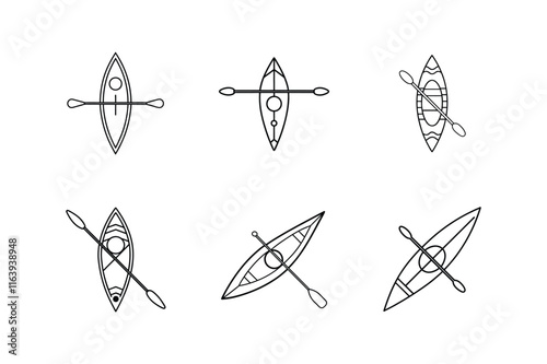  kayak line art vector illustration