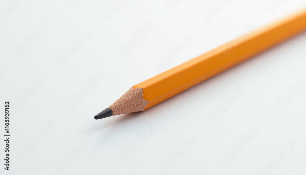 Close-up of a Yellow Pencil on White Background Close-up of a Yellow Pencil on White Background