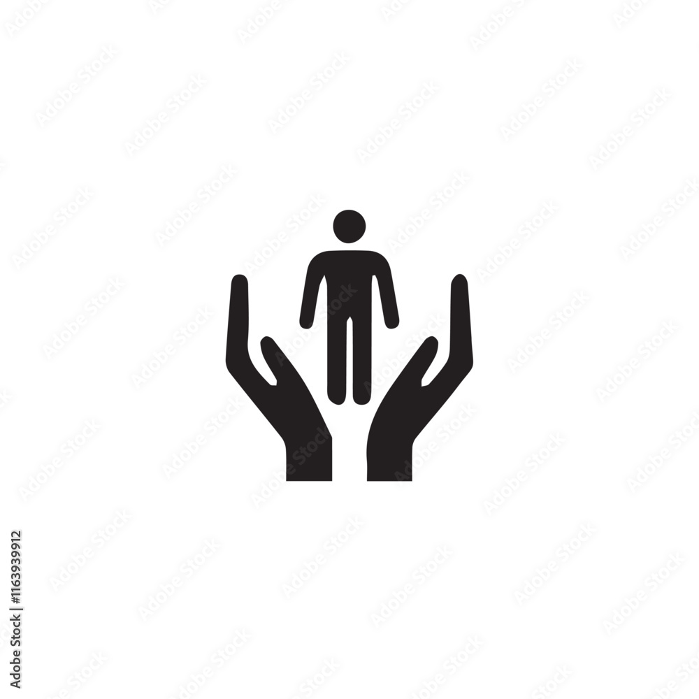 illustration of a person with hand icon on white background illustration of a person with hand icon on white background