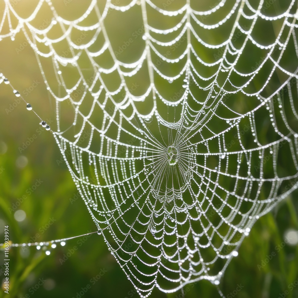 A dew-laden spiderweb shimmers in the darkness capturing the intricate beauty of nature's delicate artistry. A dew-laden spiderweb shimmers in the darkness capturing the intricate beauty of nature's delicate artistry.