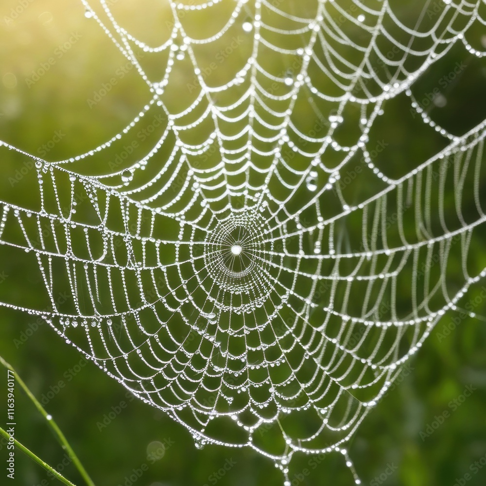 A dew-laden spiderweb shimmers in the darkness capturing the intricate beauty of nature's delicate artistry. A dew-laden spiderweb shimmers in the darkness capturing the intricate beauty of nature's delicate artistry.