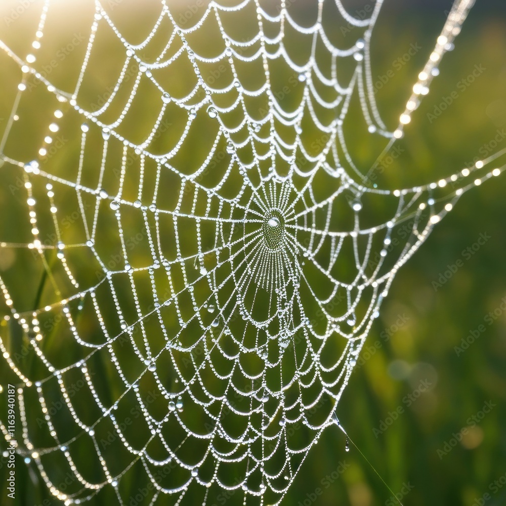 A dew-laden spiderweb shimmers in the darkness capturing the intricate beauty of nature's delicate artistry. A dew-laden spiderweb shimmers in the darkness capturing the intricate beauty of nature's delicate artistry.