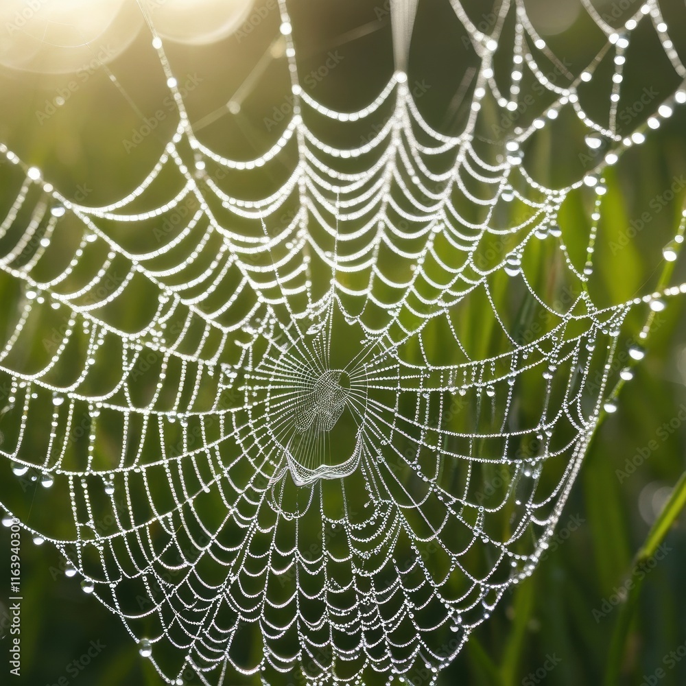 A dew-laden spiderweb shimmers in the darkness capturing the intricate beauty of nature's delicate artistry. A dew-laden spiderweb shimmers in the darkness capturing the intricate beauty of nature's delicate artistry.