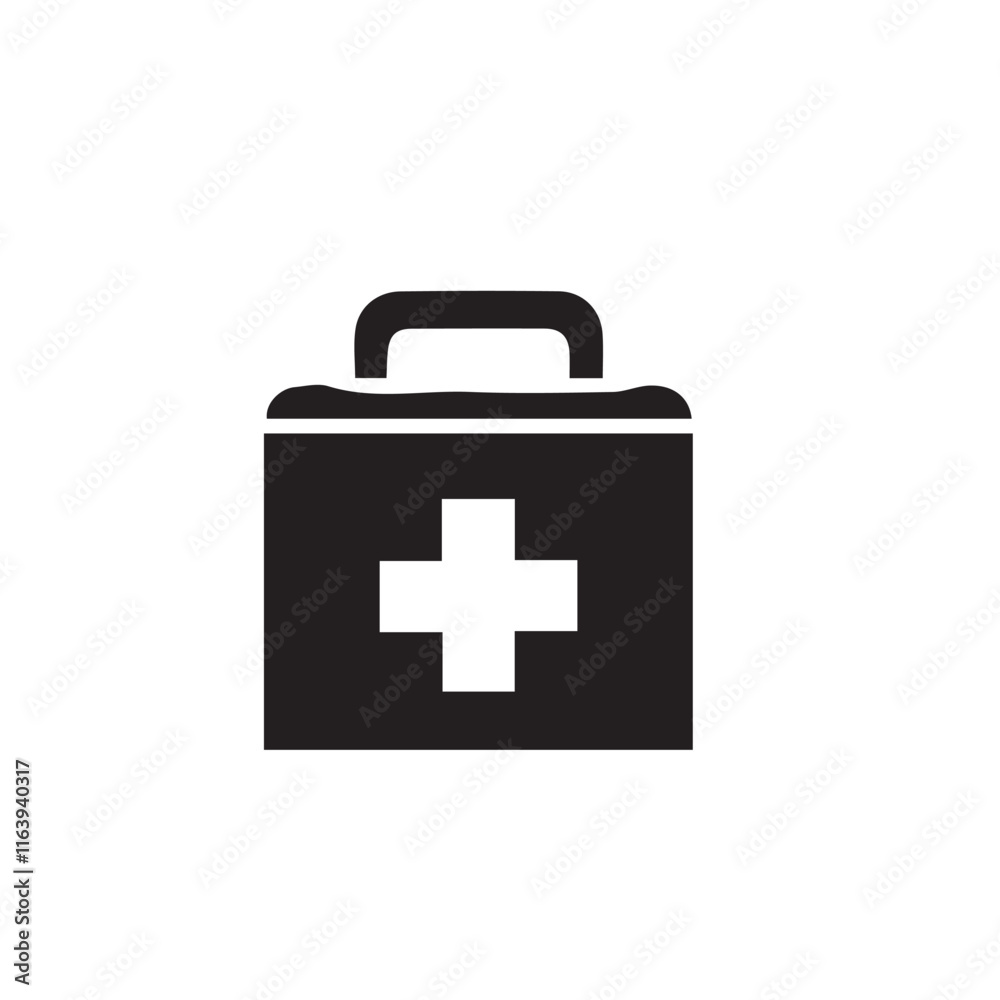 Obraz premium first aid kit icon vector silhouetee