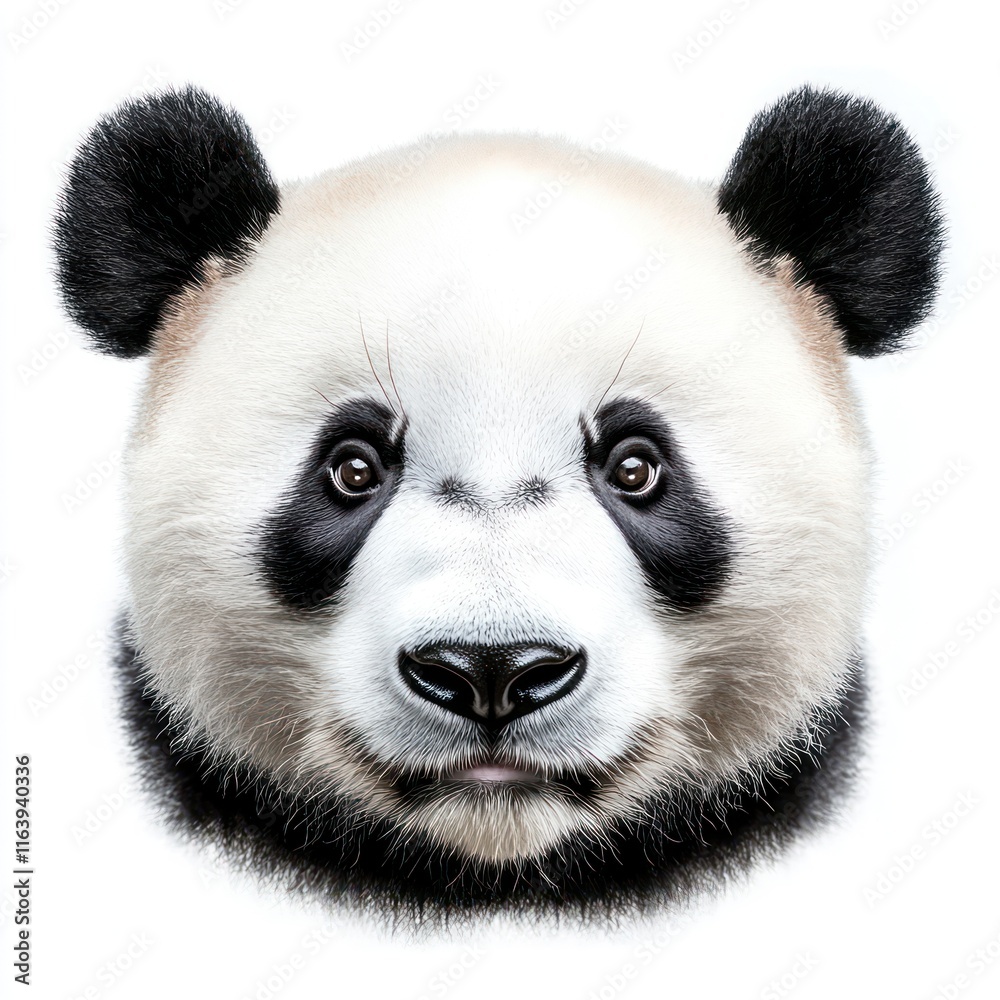 panda bear face Isolated on White Background Generative AI panda bear face Isolated on White Background Generative AI
