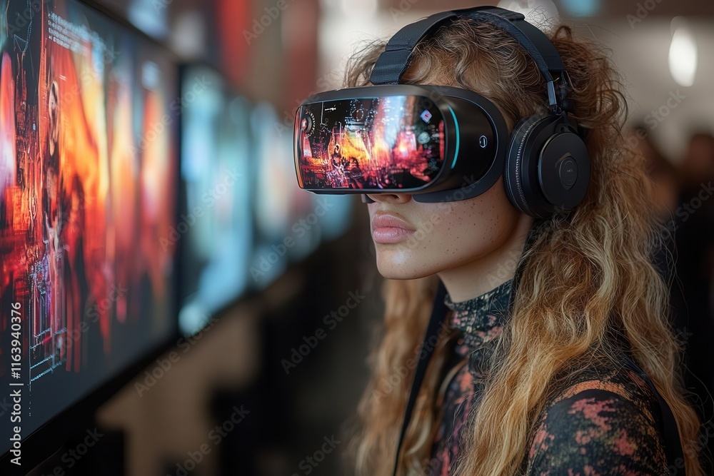 Obraz premium a creative workspace filled with augmented reality tools, showcasing the intersection of technology and art, where designers use immersive experiences to generate innovative designs