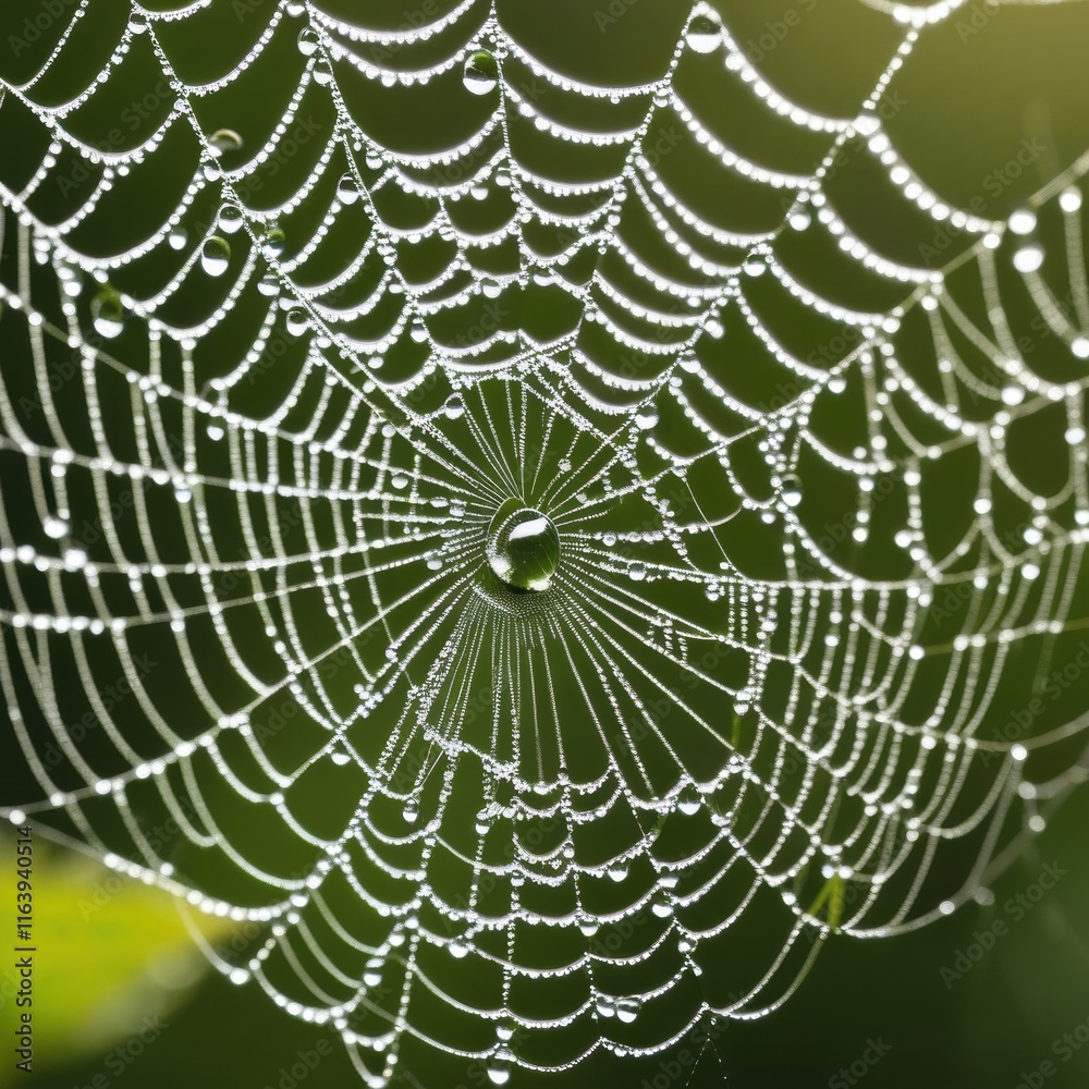 A dew-laden spiderweb shimmers in the darkness capturing the intricate beauty of nature's delicate artistry. A dew-laden spiderweb shimmers in the darkness capturing the intricate beauty of nature's delicate artistry.
