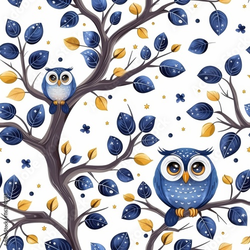 Charming owl pattern for kids  adorable and simple repeating design for children s decor