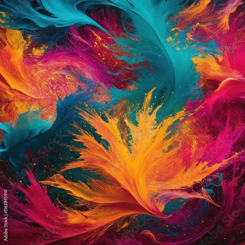 Wallpaper Mural A vibrant abstract artwork with swirling colors of orange, pink, and blue, creating a dynamic and mesmerizing visual experience. Torontodigital.ca