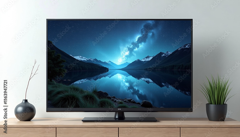 Fototapeta premium Serene Mountain Lake at Night: A Breathtaking Landscape
