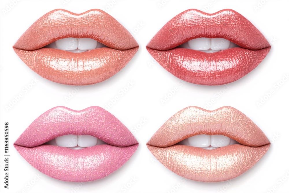 Obraz premium Stunning Lip Colors Showcase with Glossy Finishes for Beauty and Makeup Inspiration