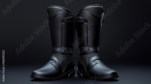 A sturdy pair of shin guards positioned neatly on a black surface, emphasizing durability.