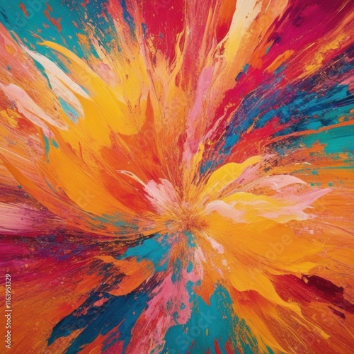 Wallpaper Mural A vibrant abstract artwork with swirling colors of orange, pink, and blue, creating a dynamic and mesmerizing visual experience. Torontodigital.ca