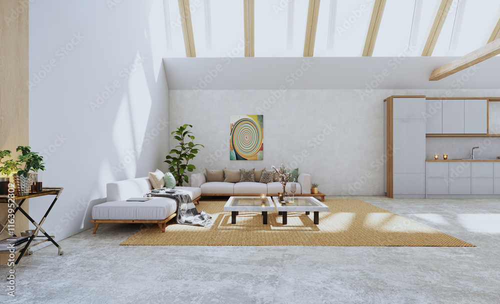 Obraz premium A modern, bright living room