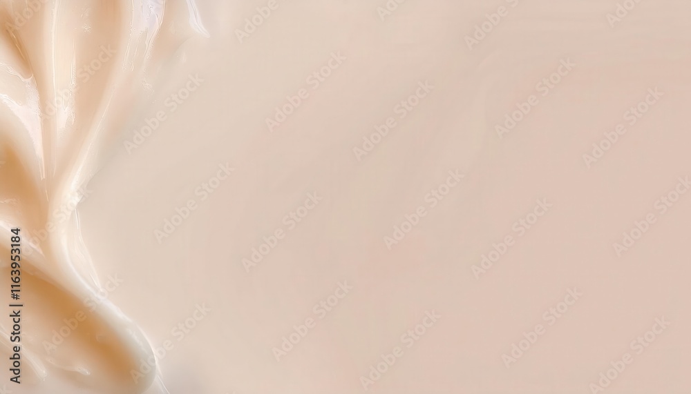 Fototapeta premium Luxuriously Smooth Cream Textureю Close-Up of Velvety Beige Skincare Cream Ideal for Hydration, Anti Aging, and Everyday Beauty Routines. Perfect for Moisturizer, Lotion, or Night Cream Examples