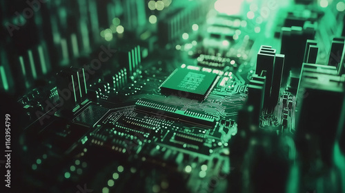 Close-Up of a Green Circuit Board