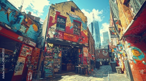 Wallpaper Mural Vibrant alleyway filled with street art and graffiti. Torontodigital.ca