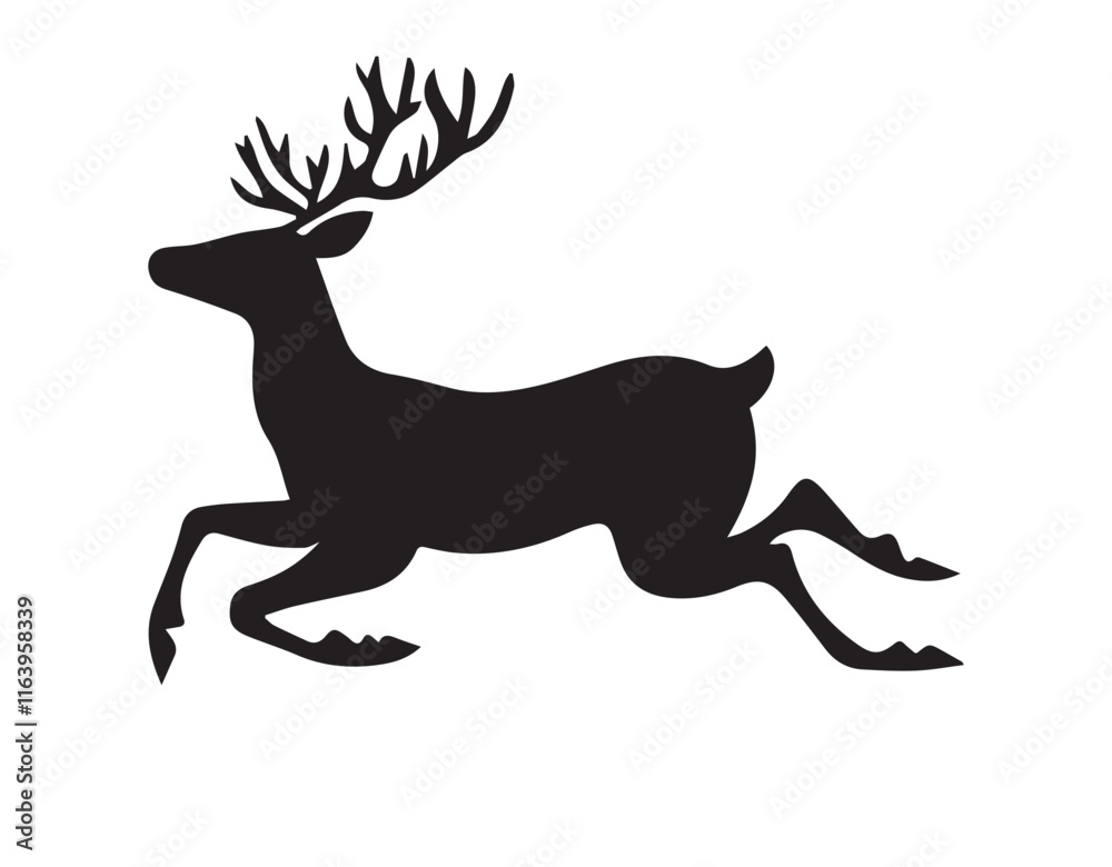 Obraz premium Deer Running silhouette vector illustration