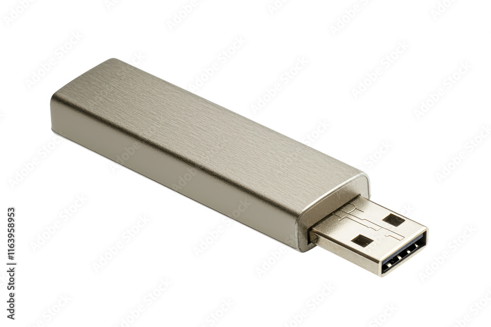 A sleek USB flash drive with a metallic finish, designed for data storage and transfer. A sleek USB flash drive with a metallic finish, designed for data storage and transfer.