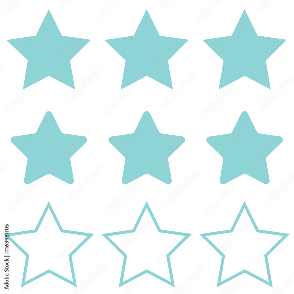 Gold star rating icon set from 0.1 to 5 Gold star rating icon set from 0.1 to 5
