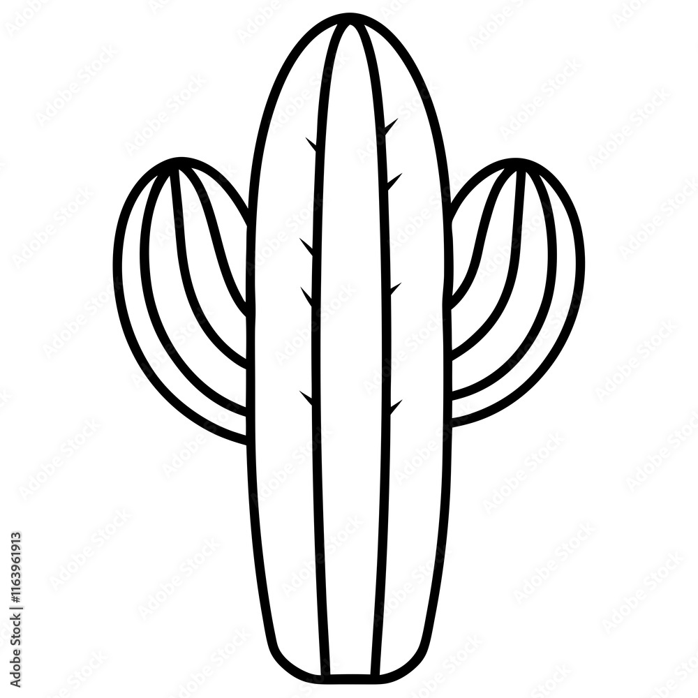 Minimalist Cactus Line Art Vector