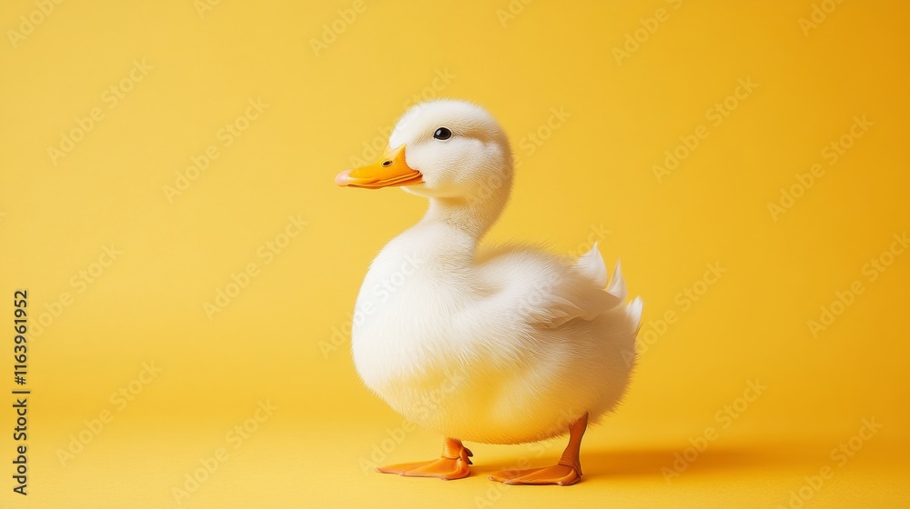 Fototapeta premium Aesthetic duck photo with yellow background