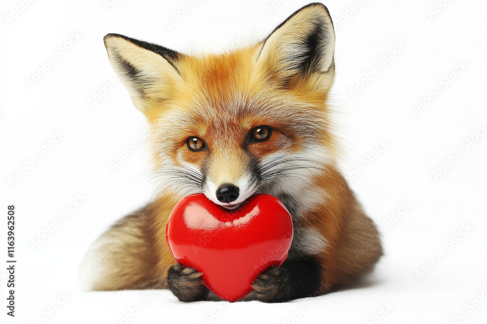 Obraz premium red fox with heart