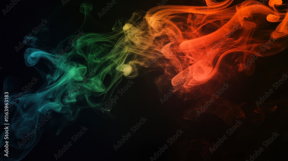 Obraz premium India flag smoke effect on black background. 