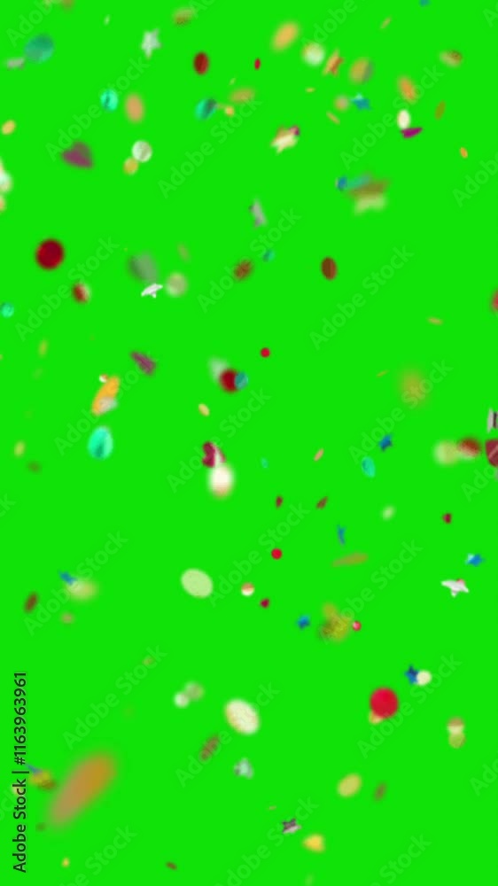 Colorful Confetti Burst Green Screen Overlay Vertical Video Effect for Celebrations and Party Events in High Quality