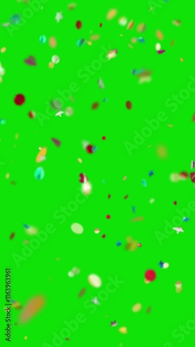 Colorful Confetti Burst Green Screen Overlay Vertical Video Effect for Celebrations and Party Events in High Quality
