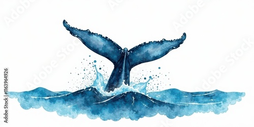 A majestic whale's fluke breaches the ocean surface, creating a breathtaking display of aquatic grace and power