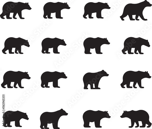 set of Bear silhouettes