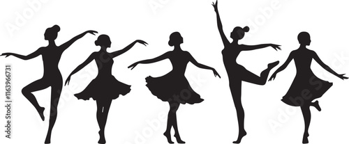 silhouettes of dancing girls