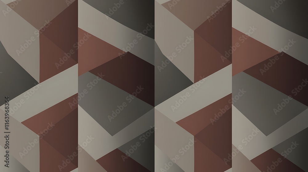 Obraz premium Abstract Geometric Pattern: A captivating pattern of geometric shapes in muted shades of brown, gray, and beige, creating a sense of depth and intrigue. 