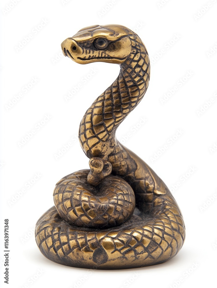 Fototapeta premium Bronze snake figurine China Statue Old Summer Palace Zodiac isolated on white background. good bless for Chinese New Year. 