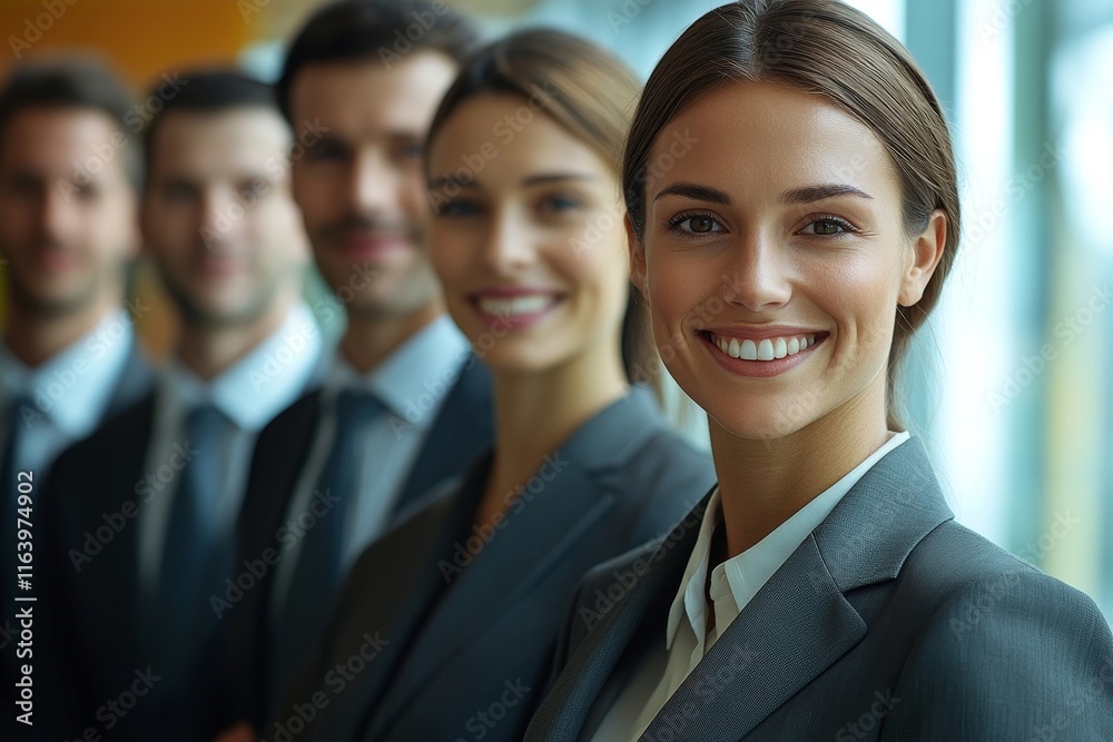 Business people smiling after a productive meeting, Generative AI Business people smiling after a productive meeting, Generative AI