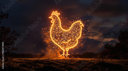 Chicken Fireworks Closeup Radiating the Festive Spirit of New Year's Eve and a Happy New Year Celebration photo