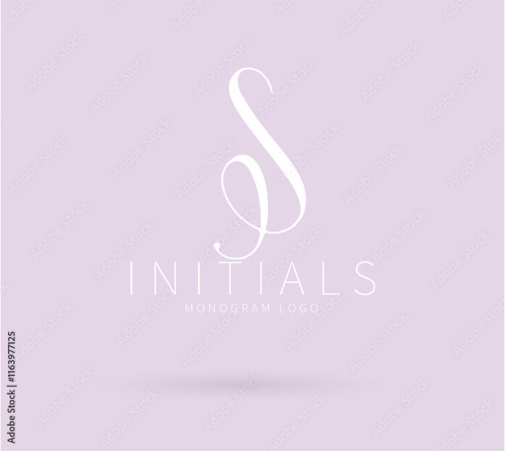 Fototapeta premium S Monogram logo, Minimalist Typographic Line Monogram Logo, S Wedding monogram logo