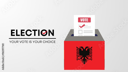 Albania election 2025 concept, democracy, flag. Vector icon illustration