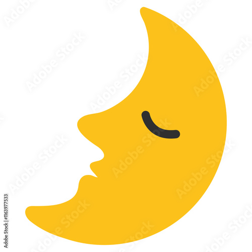 First Quarter Moon Face Illustration | Clipart Design photo