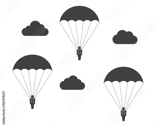 parachute fly in cloud sky icon