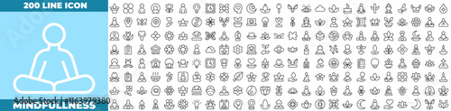 Mindfullness Line Editable Icons set.