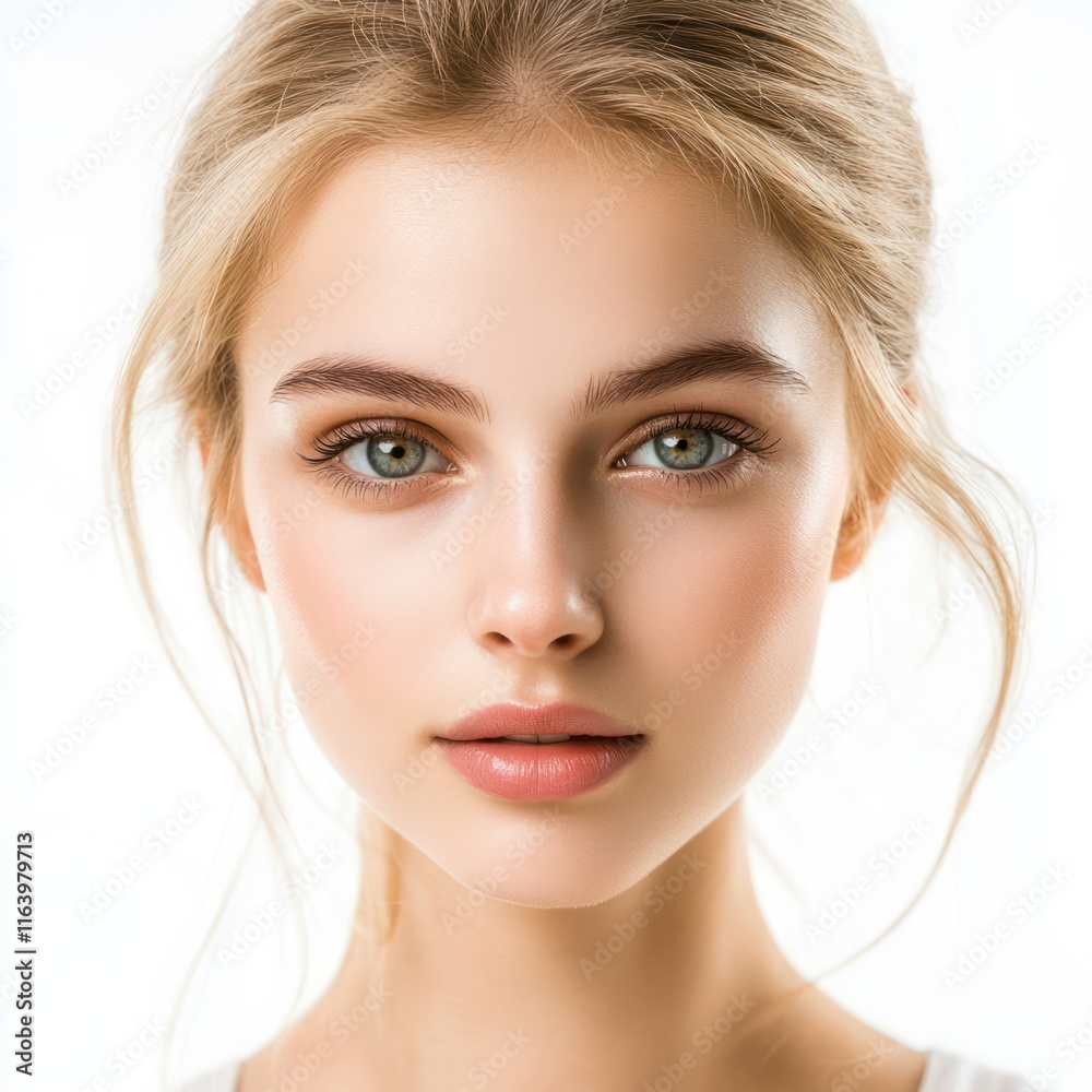 Portrait of a young blonde woman with nature beauty Isolated on White Background Generative AI Portrait of a young blonde woman with nature beauty Isolated on White Background Generative AI