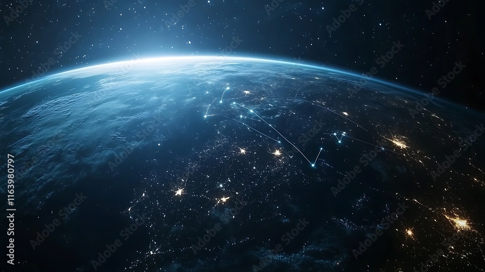 Fototapeta premium Global Network: Earth's Interconnectedness from Space